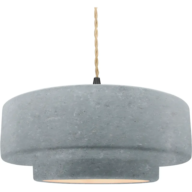 Radiance Collection - Tier Pendant Ceiling Light in Matte Black, Replaceable Bulb, Beige Twist Cord, Concrete, 16.25W x 6H, Form+Finish+Function