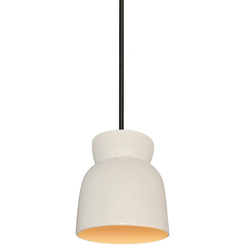 Radiance Collection 1 Light 8 inch Matte White and Champagne Gold with Matte Black Pendant Ceiling Light