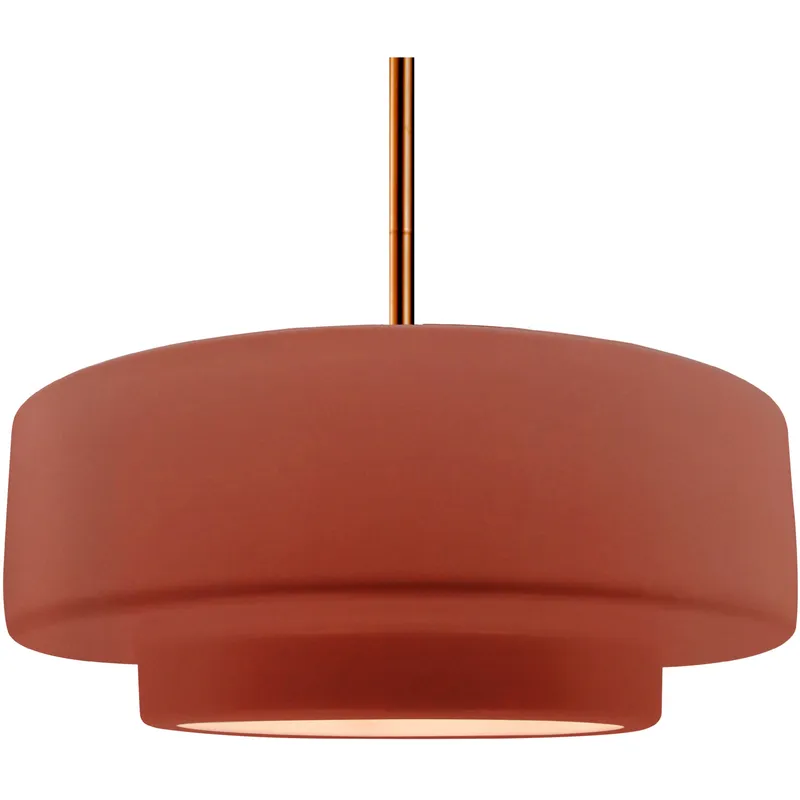 Radiance Collection - Tier Pendant Ceiling Light in Brushed Brass, Replaceable Bulb, Rigid Stem, Canyon Clay, 16.25W x 6H, Form+Finish+Function