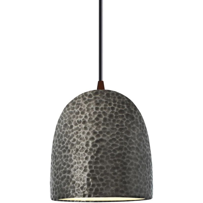 Radiance Collection - Bell Single Drop Pendant in Dark Bronze, Dedicated LED, Hammered Pewter, Black, Form+Finish+Function