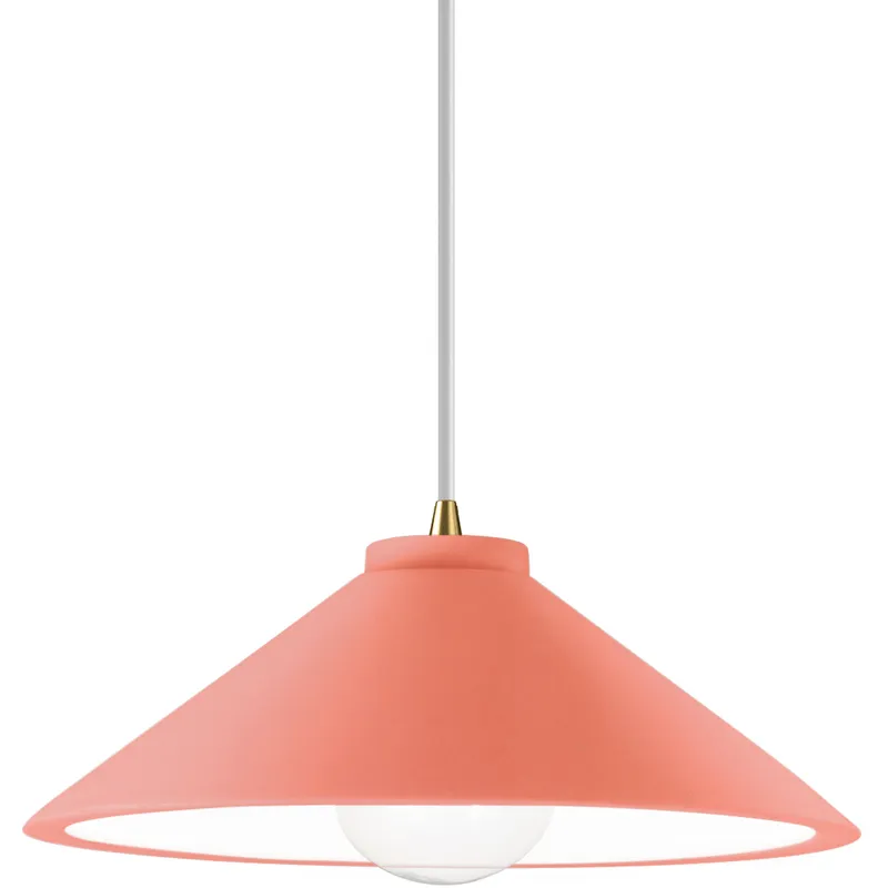 Radiance Collection - Flare 1 Light 11.75 inch Gloss Blush and Antique Brass Pendant Ceiling Light in Replaceable Bulb, White, Form+Finish+Function