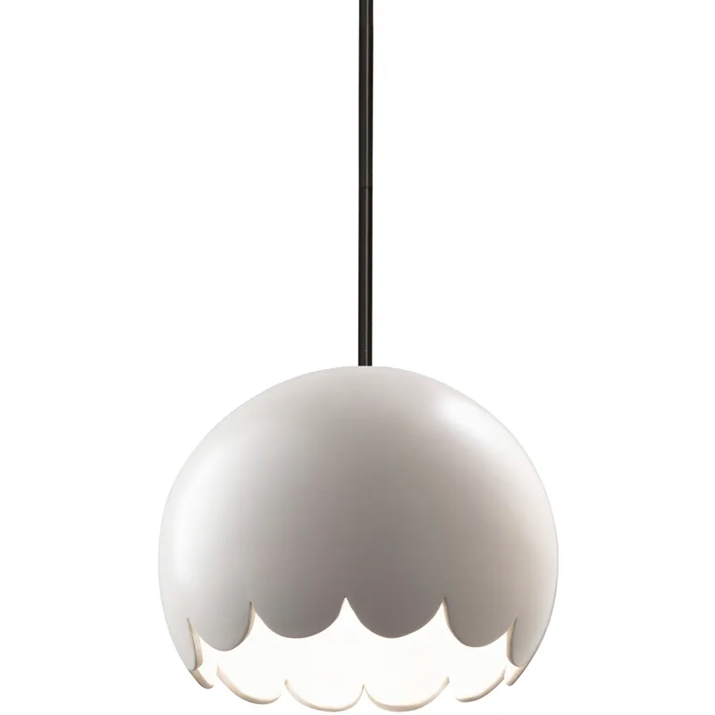 Radiance Collection LED 9 inch Matte White and Matte Black Pendant Ceiling Light in 700 Lm LED, Rigid Stem Kit