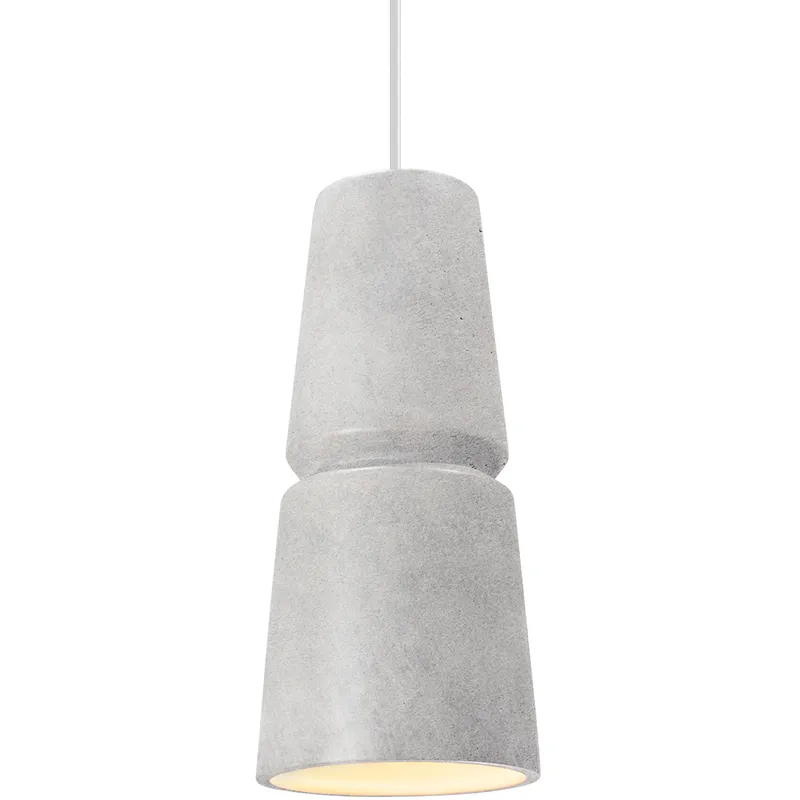Radiance Collection LED 6 inch Matte Black and Concrete and White Pendant Ceiling Light