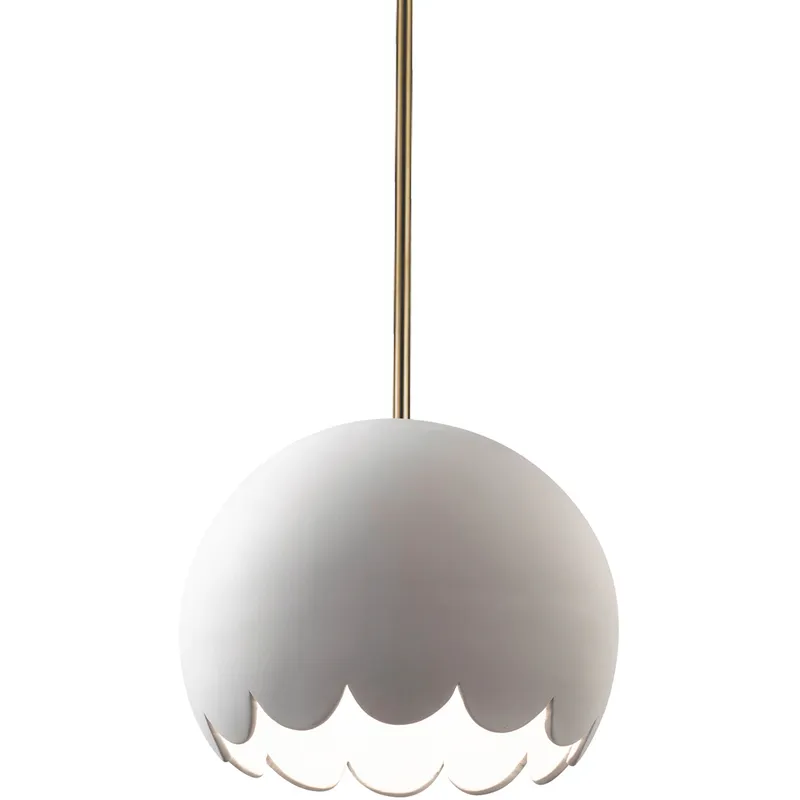 Radiance 1 Light 9 inch Bisque Pendant Ceiling Light in Rigid Stem Kit, Antique Brass, Incandescent