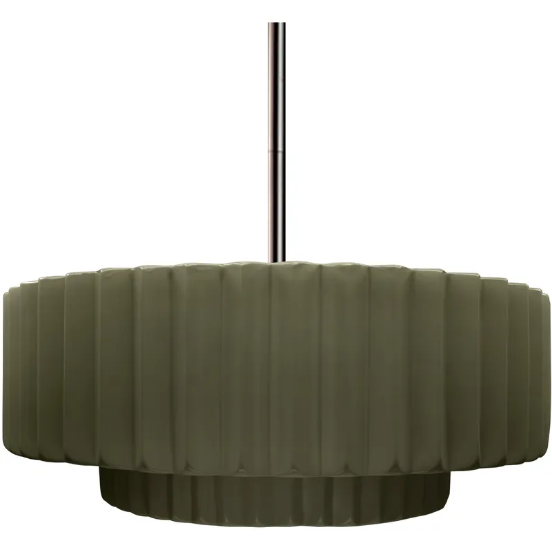 Radiance Collection - Pleated Tier Pendant Ceiling Light in Brushed Nickel, Black Cord, Replaceable Bulb, Matte Green, 16.25W x 6H, Form+Finish+Function