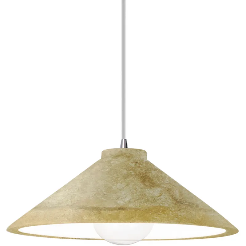 Radiance Collection - Flare 1 Light 11.75 inch Greco Travertine and Polished Chrome Pendant Ceiling Light in Replaceable Bulb, White, Form+Finish+Function