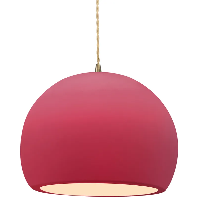 Radiance 1 Light 12.25 inch Cerise and Antique Brass Pendant Ceiling Light