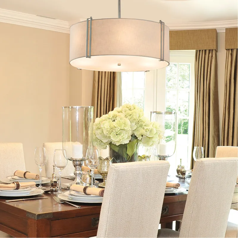 Textile 6 Light 24.5 inch Brushed Nickel Pendant Ceiling Light, Reveal Family, Choices