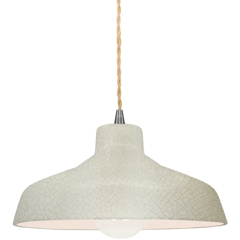 Radiance LED 11.5 inch White Crackle and Brushed Nickel Pendant Ceiling Light