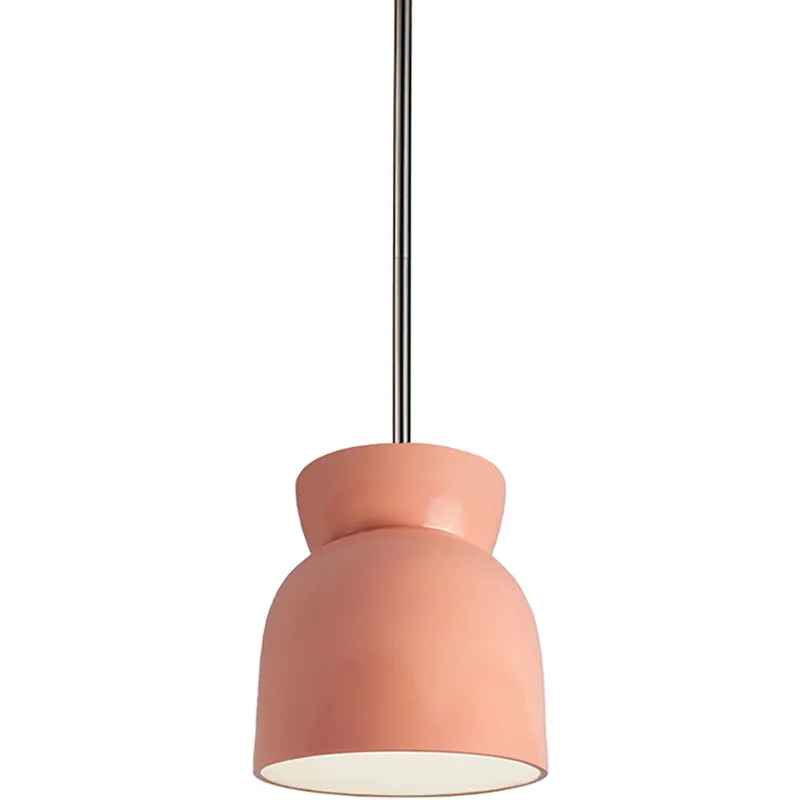 Radiance Collection 1 Light 8 inch Gloss Blush with Brushed Nickel Pendant Ceiling Light