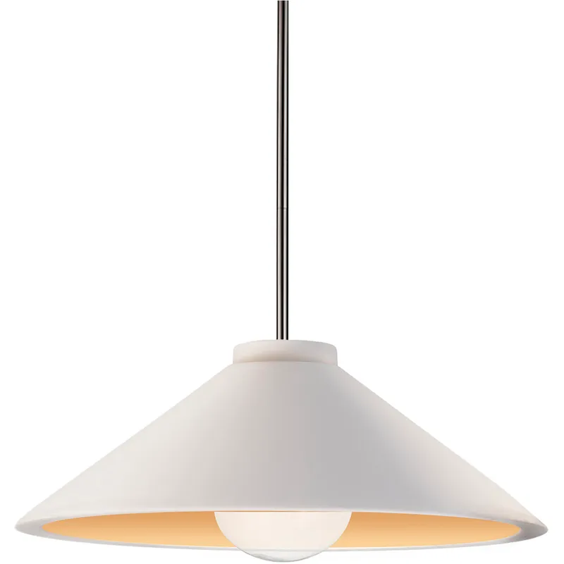 Radiance Collection - Flare LED 11.75 inch Matte White/Champagne Gold and Brushed Nickel Pendant Ceiling Light in Dedicated LED, Rigid Stem, Form+Finish+Function
