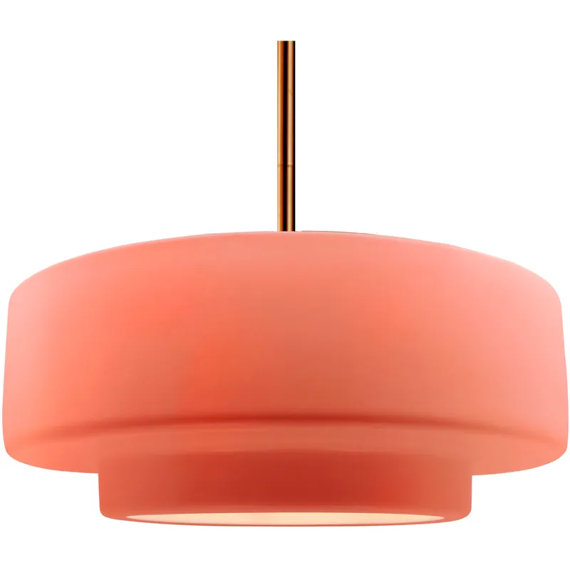 Radiance Collection - Tier Pendant Ceiling Light in Brushed Brass, Replaceable Bulb, Rigid Stem, Gloss Blush, 16.25W x 6H, Form+Finish+Function