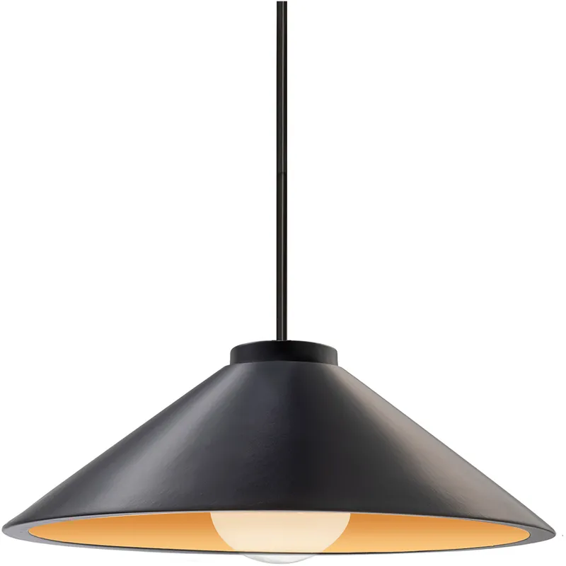 Radiance Collection - Flare LED 11.75 inch Carbon Matte Black/Champagne Gold and Matte Black Pendant Ceiling Light in Dedicated LED, Rigid Stem, Form+Finish+Function