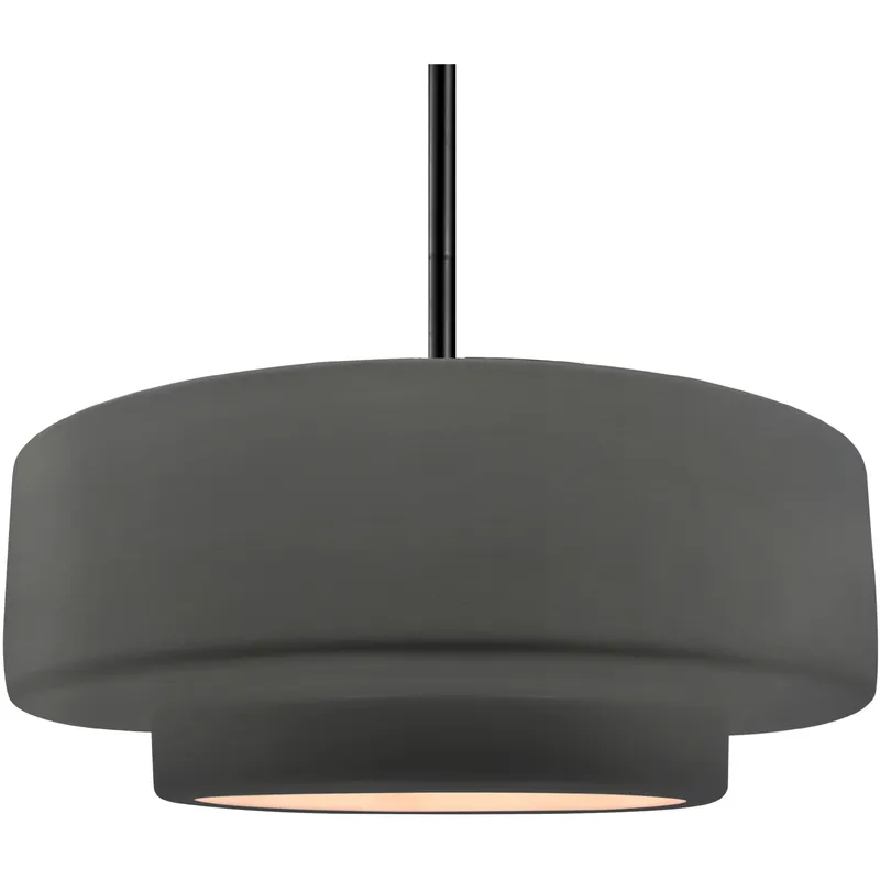 Radiance Collection - Tier Pendant Ceiling Light in Matte Black, Replaceable Bulb, Rigid Stem, Gloss Gray, 16.25W x 6H, Form+Finish+Function