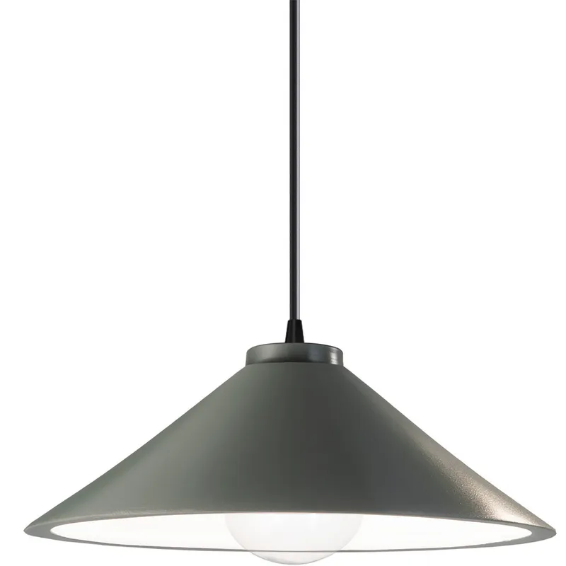 Radiance Collection - Flare LED 11.75 inch Pewter Green and Matte Black Pendant Ceiling Light in Dedicated LED, Form+Finish+Function