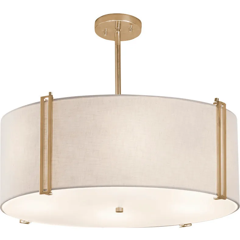 Textile 24.5 inch Brushed Brass Pendant Ceiling Light in Cream, Incandescent