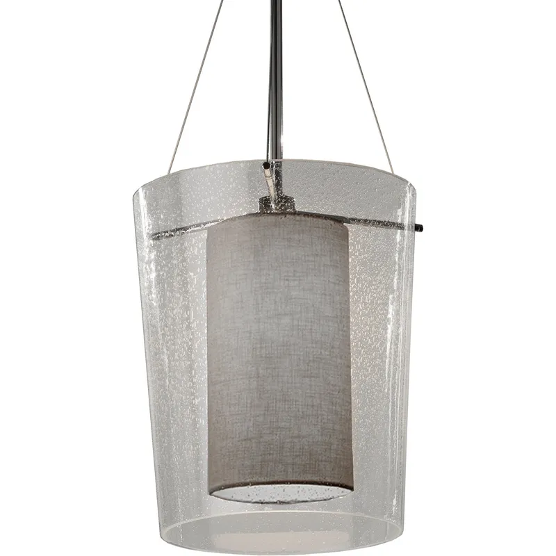Textile LED 12 inch Polished Chrome Pendant Ceiling Light