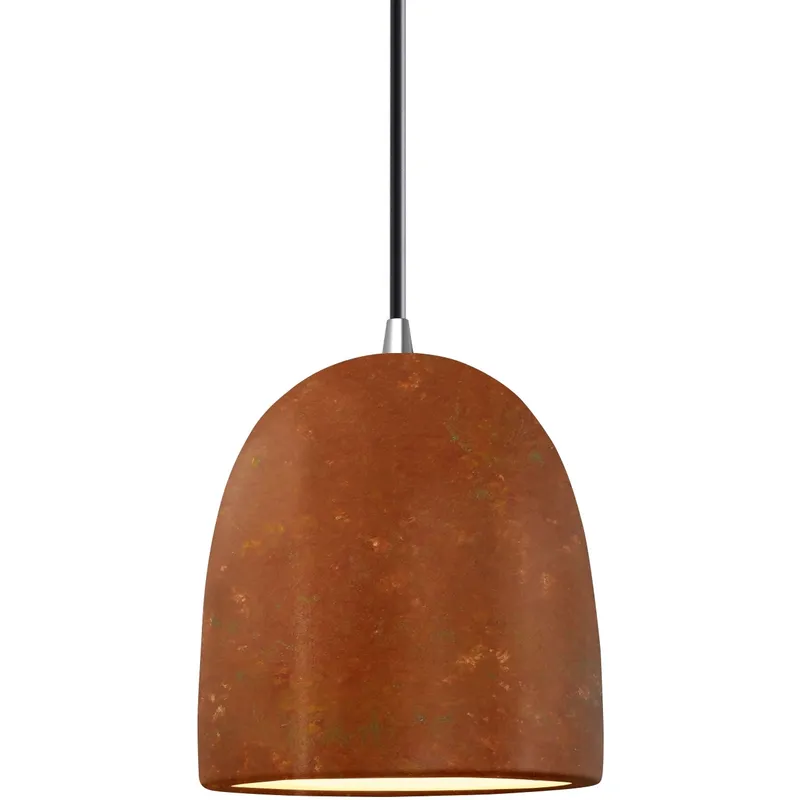 Radiance Collection - Bell Single Drop Pendant in Polished Chrome, Dedicated LED, Rust Patina, Black, Form+Finish+Function
