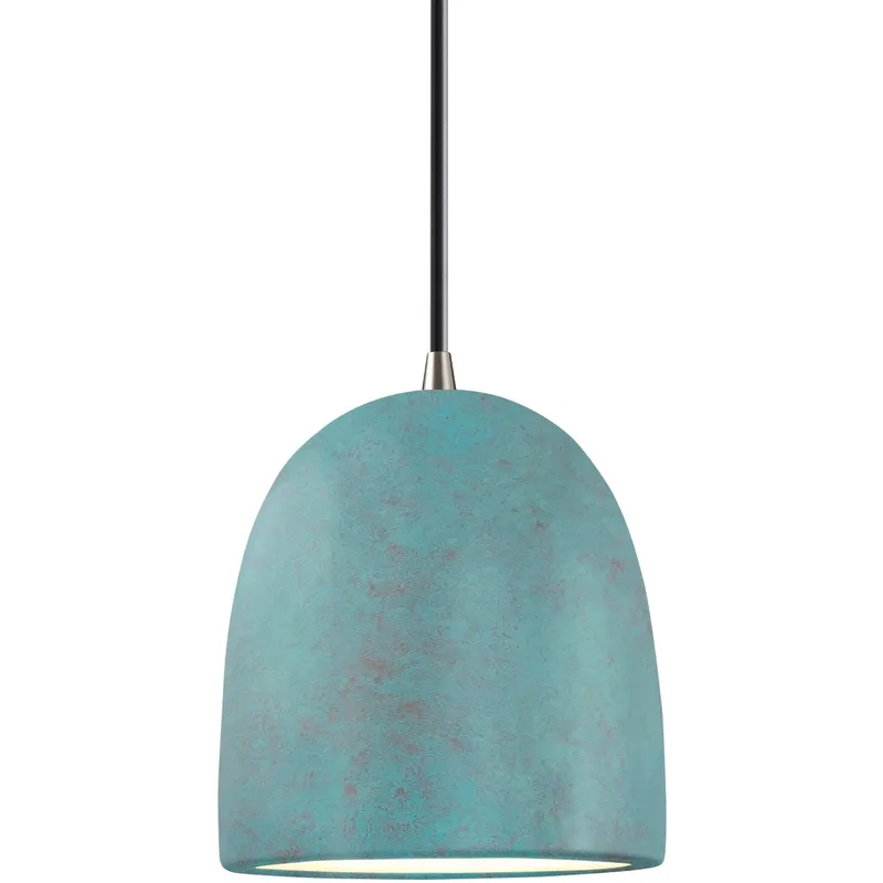 Radiance Collection - Bell Single Drop Pendant in Brushed Nickel, Dedicated LED, Verde Patina, Black, Form+Finish+Function