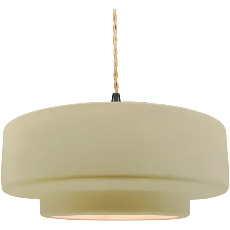 Radiance Collection - Tier Pendant Ceiling Light in Matte Black, Replaceable Bulb, Beige Twist Cord, Vanilla Gloss, 16.25W x 6H, Form+Finish+Function