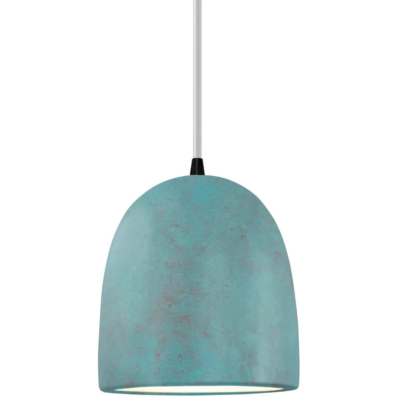 Radiance Collection - Bell Single Drop Pendant in Matte Black, Replaceable Bulb, Verde Patina, White, Form+Finish+Function