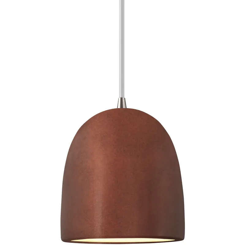 Radiance Collection - Bell Single Drop Pendant in Brushed Nickel, Replaceable Bulb, Antique Copper, White, Form+Finish+Function