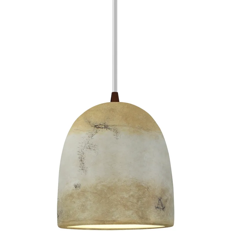 Radiance Collection - Bell Single Drop Pendant in Dark Bronze, Dedicated LED, Greco Travertine, White, Form+Finish+Function
