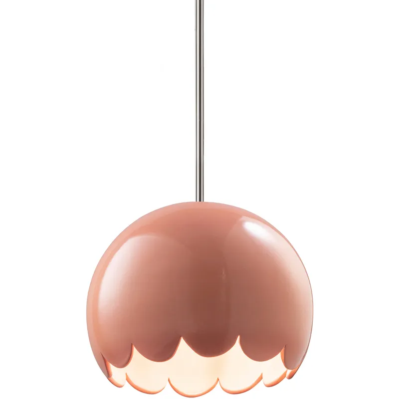Radiance 1 Light 9 inch Gloss Blush Pendant Ceiling Light in Rigid Stem Kit, Polished Chrome, Incandescent