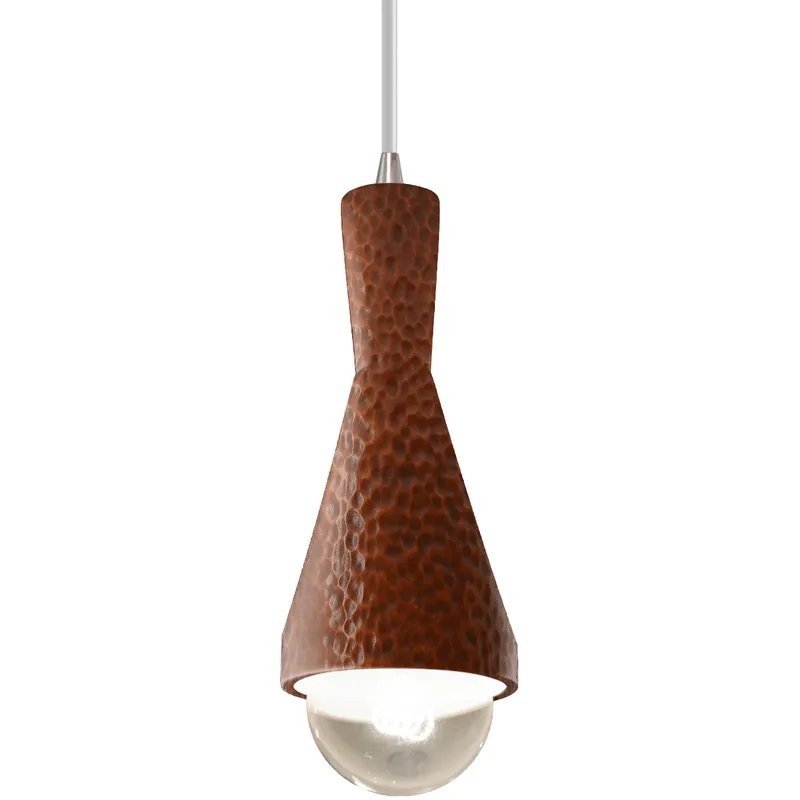 Radiance Collection - Erlen 1 Light 4.75 inch Hammered Copper and Brushed Nickel Pendant Ceiling Light in Replaceable Bulb, White, Form+Finish+Function