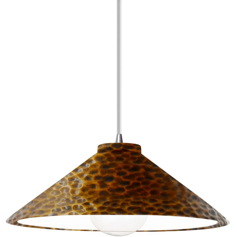 Radiance Collection - Flare 1 Light 11.75 inch Hammered Brass and Polished Chrome Pendant Ceiling Light in Replaceable Bulb, White, Form+Finish+Function