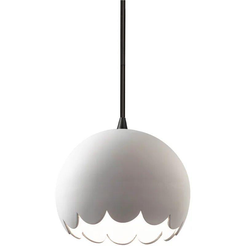 Radiance Collection LED 9 inch Bisque and Matte Black Pendant Ceiling Light in 700 Lm LED, Black Cord, Form+Finish+Function