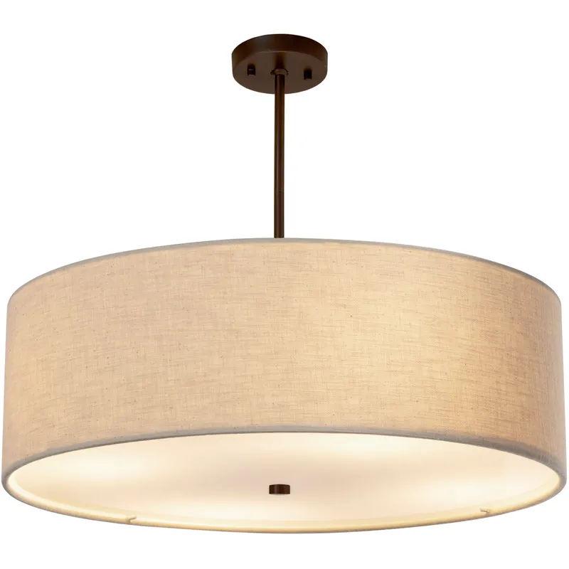 Textile 24 inch Matte Black Pendant Ceiling Light in Cream, Incandescent