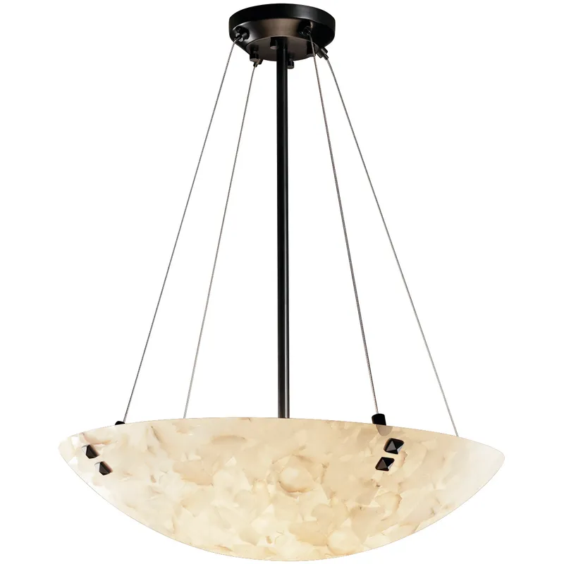 Alabaster Rocks 6 Light 27 inch Dark Bronze Pendant Bowl Ceiling Light in Pair of Squares, Square Bowl, Incandescent