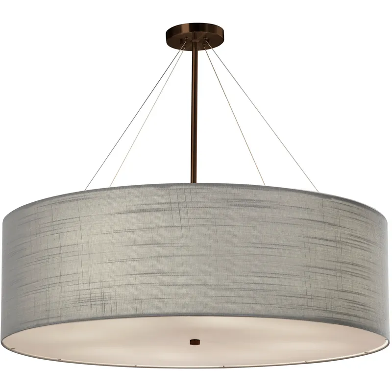 Textile 8 Light 36 inch Dark Bronze Drum Pendant Ceiling Light, Classic Family, EVOLV