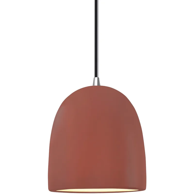 Radiance Collection - Bell Single Drop Pendant in Polished Chrome, Dedicated LED, Canyon Clay, Black, Form+Finish+Function
