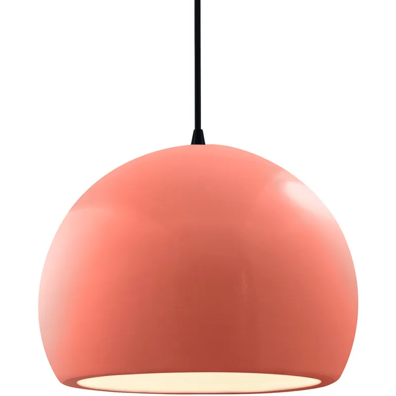 Radiance LED 12.25 inch Gloss Blush and Matte Black Pendant Ceiling Light