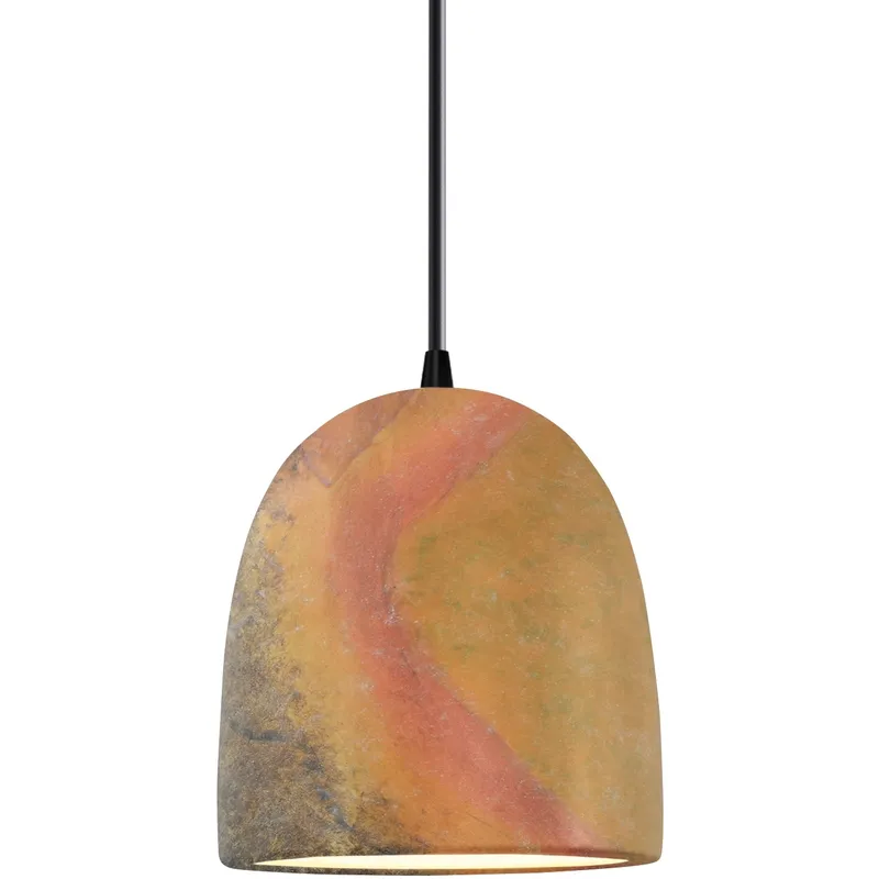 Radiance Collection - Bell Single Drop Pendant in Matte Black, Dedicated LED, Harvest Yellow Slate, Black, Form+Finish+Function