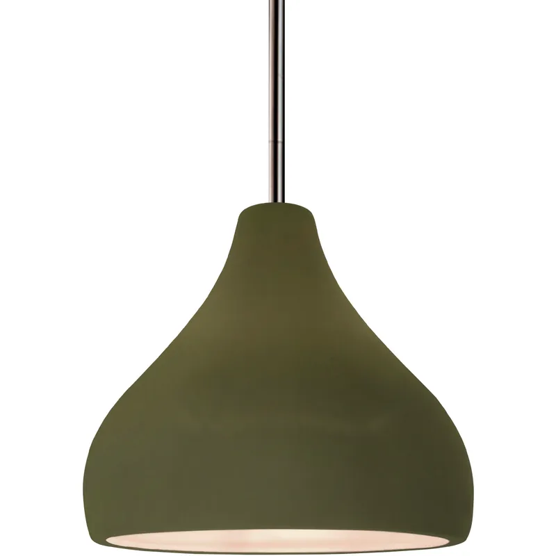 Radiance LED 8 inch Matte Green and Brushed Nickel Pendant Ceiling Light