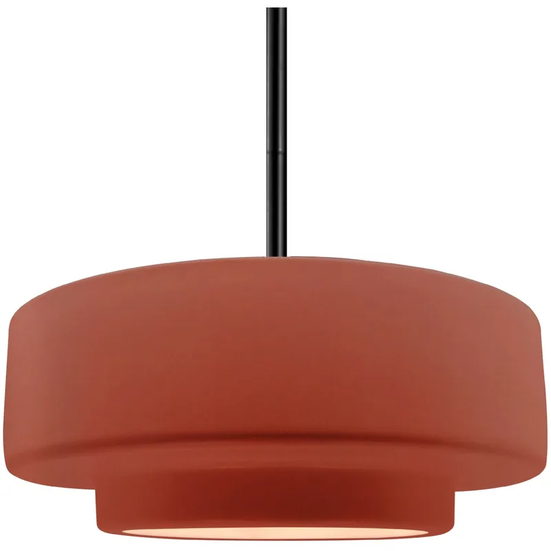 Radiance Collection - Tier Pendant Ceiling Light in Matte Black, Black Cord, Replaceable Bulb, Canyon Clay, 14.5W x 5.25H, Form+Finish+Function