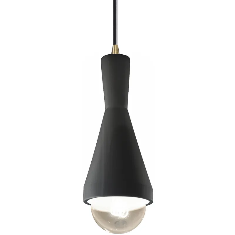 Radiance Collection - Erlen 1 Light 4.75 inch Gloss Gray and Antique Brass Pendant Ceiling Light in Replaceable Bulb, Black, Form+Finish+Function