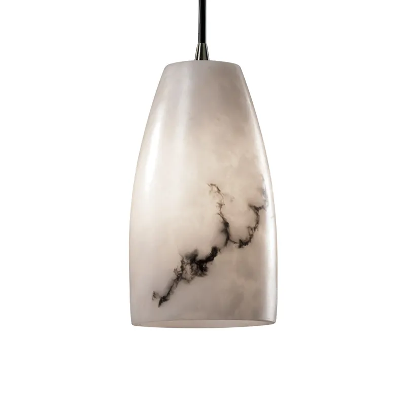 Lumenaria 1 Light Antique Brass Pendant Ceiling Light in White Cord, Tall Tapered Cylinder, Incandescent