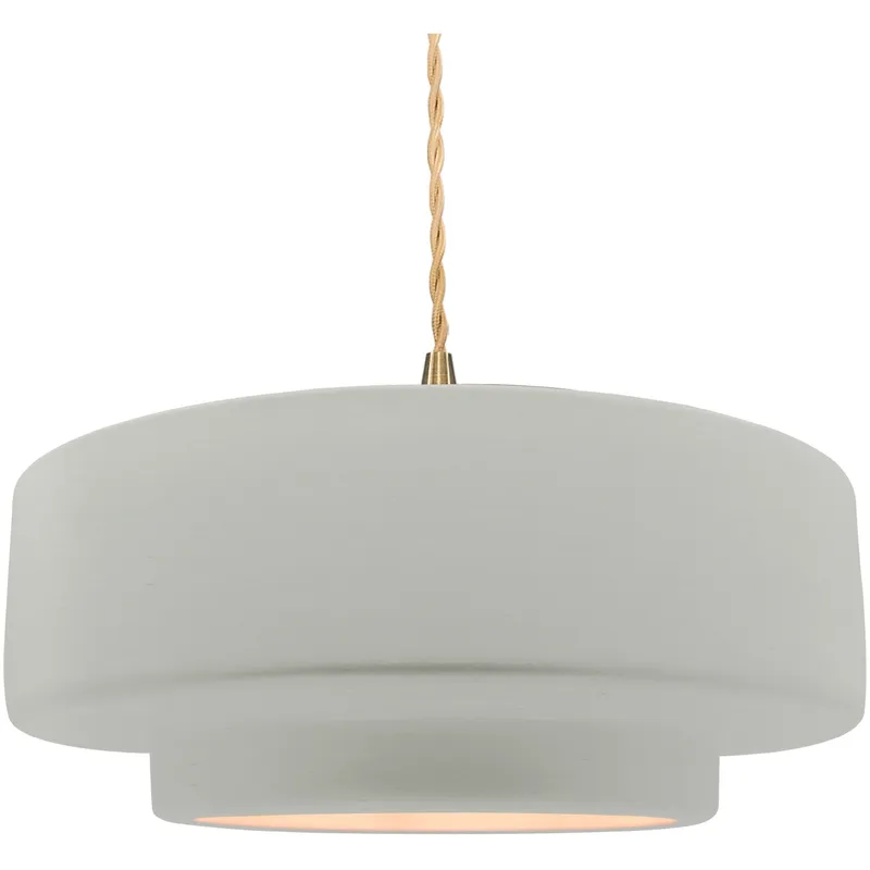 Radiance Collection - Tier Pendant Ceiling Light in Brushed Brass, Dedicated LED, Beige Twist Cord, Matte White, 16.25W x 6H, Form+Finish+Function
