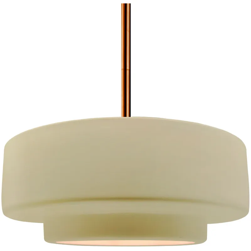 Radiance Collection - Tier Pendant Ceiling Light in Brushed Brass, Dedicated LED, Black Cord, Vanilla Gloss, 14.5W x 5.25H, Form+Finish+Function