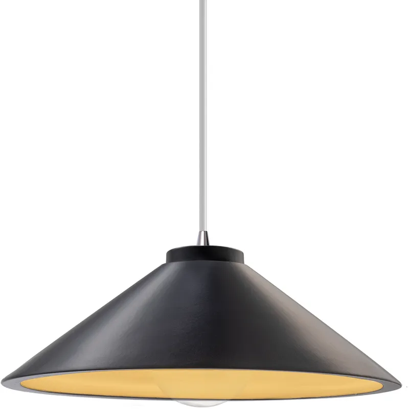 Radiance Collection - Flare 1 Light 11.75 inch Carbon Matte Black/Champagne Gold and Polished Chrome Pendant Ceiling Light in Replaceable Bulb, White, Form+Finish+Function