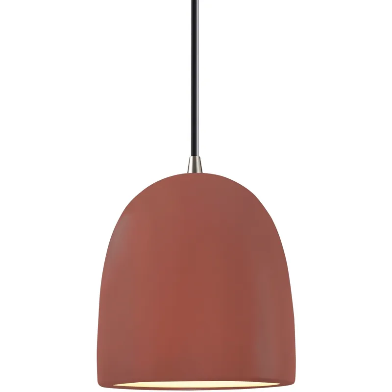 Radiance Collection - Bell Single Drop Pendant in Brushed Nickel, Dedicated LED, Canyon Clay, Black, Form+Finish+Function