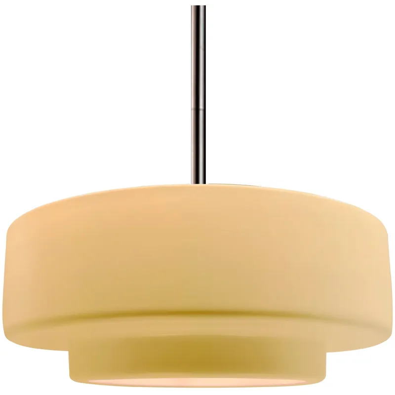 Radiance Collection - Tier Pendant Ceiling Light in Brushed Nickel, Dedicated LED, Black Cord, Muted Yellow, 14.5W x 5.25H, Form+Finish+Function