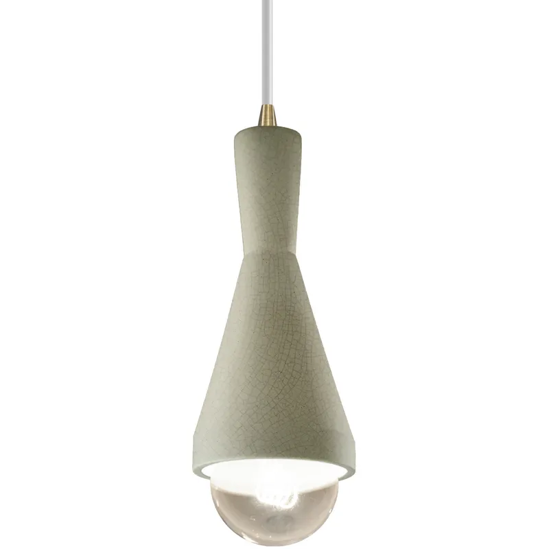 Radiance Collection - Erlen 1 Light 4.75 inch Celadon Green Crackle and Antique Brass Pendant Ceiling Light in Replaceable Bulb, White, Form+Finish+Function