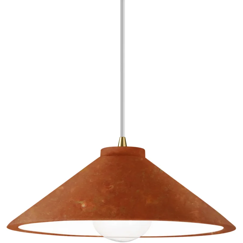 Radiance Collection - Flare 1 Light 11.75 inch Rust Patina and Antique Brass Pendant Ceiling Light in Replaceable Bulb, White, Form+Finish+Function