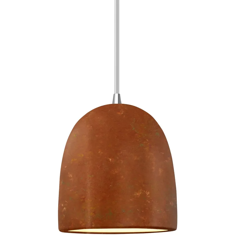 Radiance Collection - Bell Single Drop Pendant in Polished Chrome, Replaceable Bulb, Rust Patina, White, Form+Finish+Function