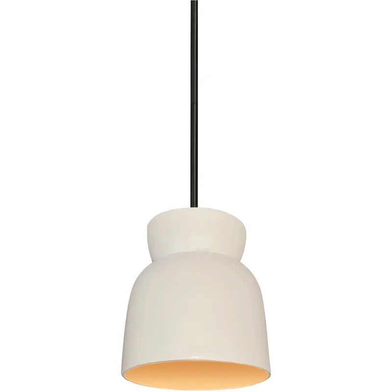 Radiance Collection LED 8 inch Matte White and Champagne Gold with Brushed Nickel Pendant Ceiling Light